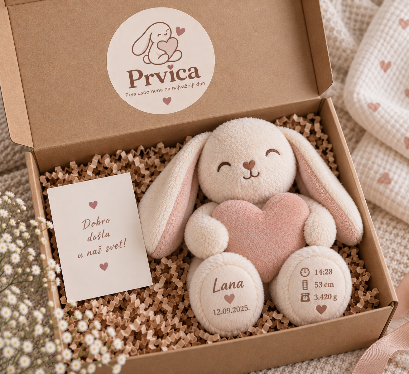 Prvica kutija sa personalizovanim zekom i čestitkom